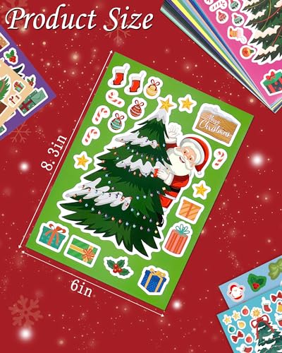 Aowplc Christmas Tree Stickers for Kids - 48 Sheets Holiday Crafts & Party Favors