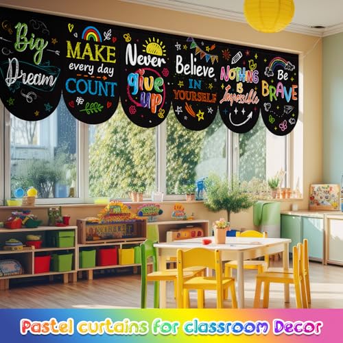 6-Piece Colorful Velvet Classroom Curtains 36x24 Inch Window Drapes
