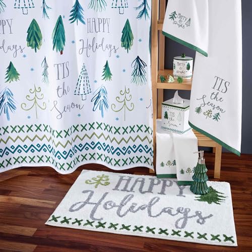 Avanti Linens Christmas Shower Curtain Set 72x72 in Multi Color with 12 Hooks