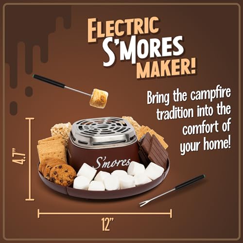 Tabletop Indoor Electric S'mores Maker Kit with Roasting Forks & Trays