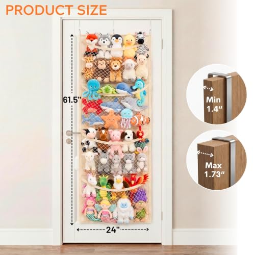 Over-the-Door Stuffed Animal Organizer with 4 Large Pockets