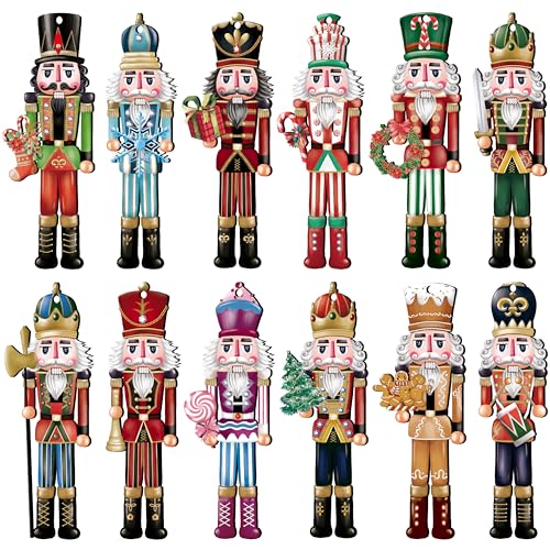 24-Piece Christmas Nutcracker Wooden Ornaments Set for Holiday Tree Decor