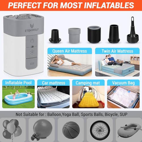 Portable Electric Air Pump for Inflatables with Camping Light & Power Bank