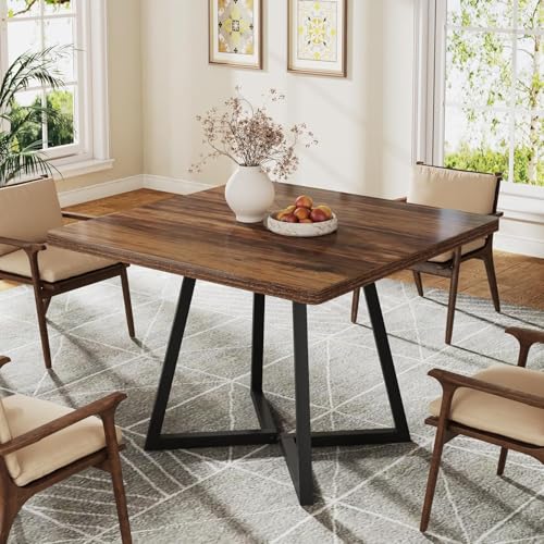 31.5-inch Square Dining Table, Industrial Rustic Wood Kitchen Table for Two