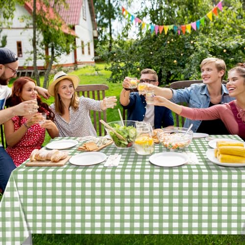 12-Pack Sage Green Gingham Tablecloths, 54x108 Inch Disposable Table Covers