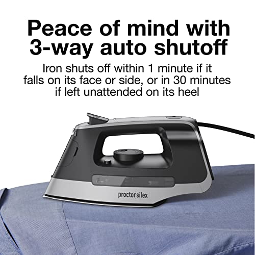 1500W Steam Iron for Clothes with Retractable Cord and Auto Shutoff