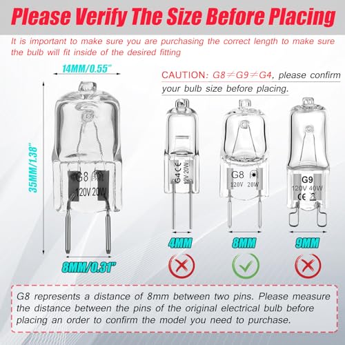 G8 Bi-Pin Halogen Microwave Light Bulb 120V 20W - 2 Pack Replacement