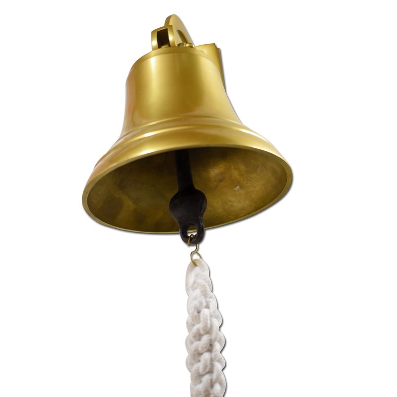 7" Sleigh Bell - Large Brass Ship Bell, Wall Mounted Hanging Nautical Dinner Christmas Service Craft Farmhouse Maritime Church Pirate House
