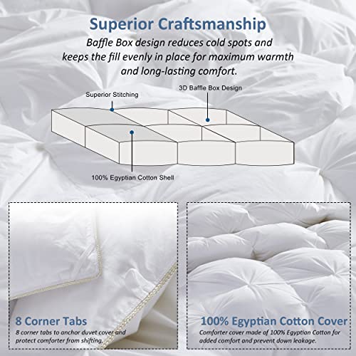Egyptian Bedding Queen Goose Down Feather Fiber Comforter Duvet Insert