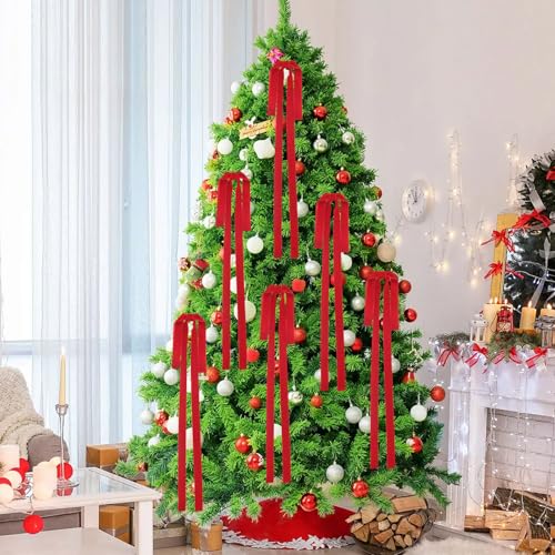 Medoore Red Velvet Christmas Bow 23.6x15.7 Inch Set of 12 Holiday Decor