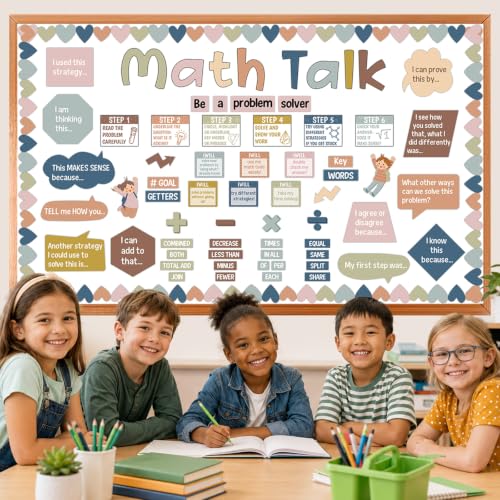 Boho Math Talk Bulletin Board Set for Classroom Decor and Learning