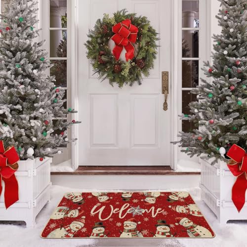 Baccessor Christmas Snowman Doormat 17 x 29 in | Outdoor Indoor Welcome Mat, Non-Slip