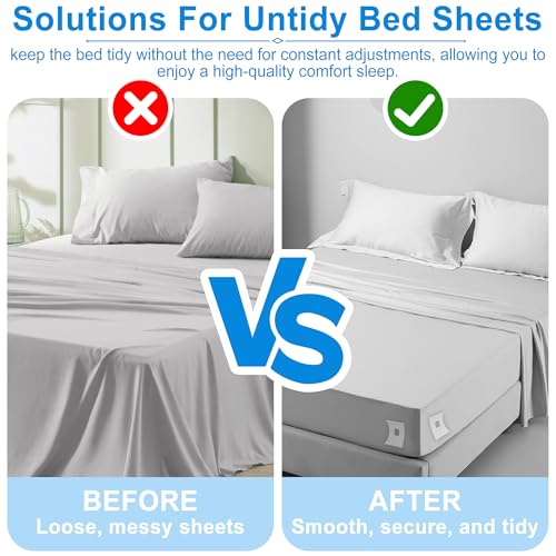 Bed Sheet Holders for Corners - Secure Fitted Sheet Clips (4 Pcs)