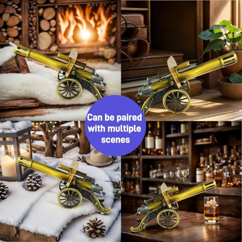 Miniature Stainless Steel Desktop Cannon Model with Recoil Mechanism