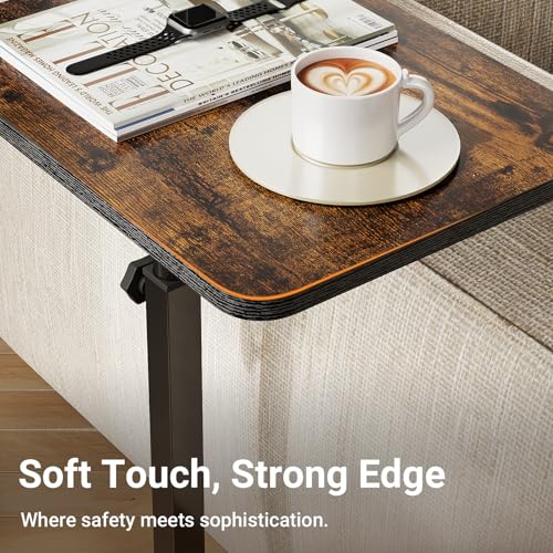 Adjustable Height C-Shaped Side Table, 360° Swivel Laptop Tray Table