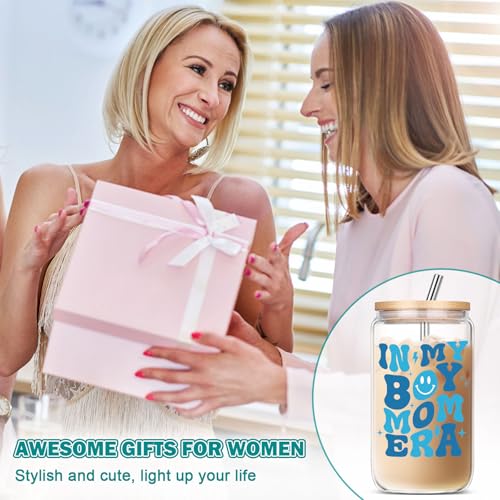 Boy Mom Gifts - In My Boy Mom Era Glass Tumbler with Straw - New Mom & Expecting Gift
