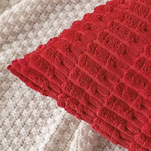 MIULEE Red 18x18 Corduroy Throw Pillow Covers (Pack of 2) 18" x 18"