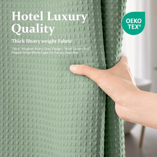 Dynamene Waffle Shower Curtain 72x72 Sage Green Heavy Duty