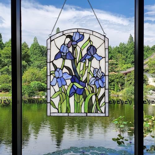 Tiffany Style Stained Glass Window Hanging Panel - 16" H x 11" W