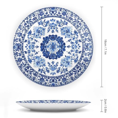 Blue and White Ceramic Decorative Plate - Artistic Porcelain Display Dish