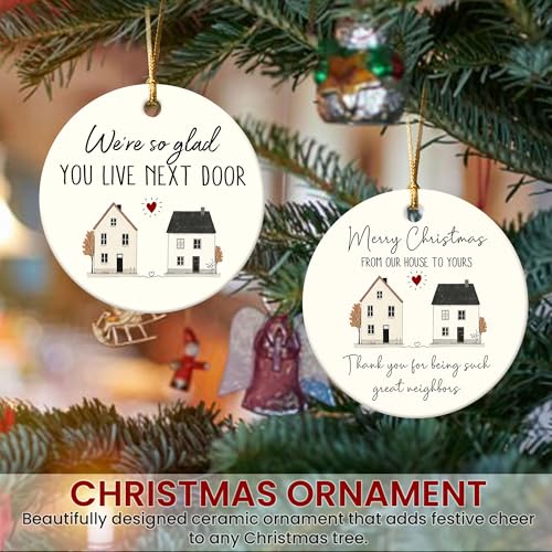 Neighbor Christmas Ornament - Ceramic Gift for Neighbors, 3 Inch Holiday Decor