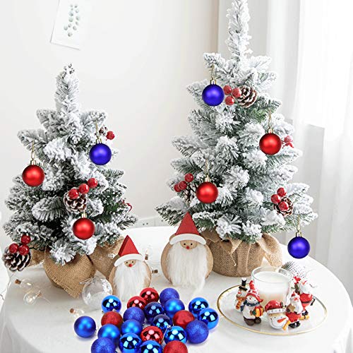 Cedilis 48-Pack 2.5 Inch Shatterproof Christmas Ornaments - Red & Blue Plastic Ball Decor