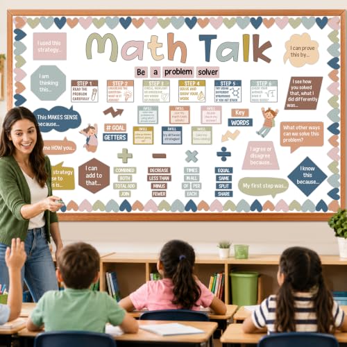 Boho Math Talk Bulletin Board Set for Classroom Decor and Learning