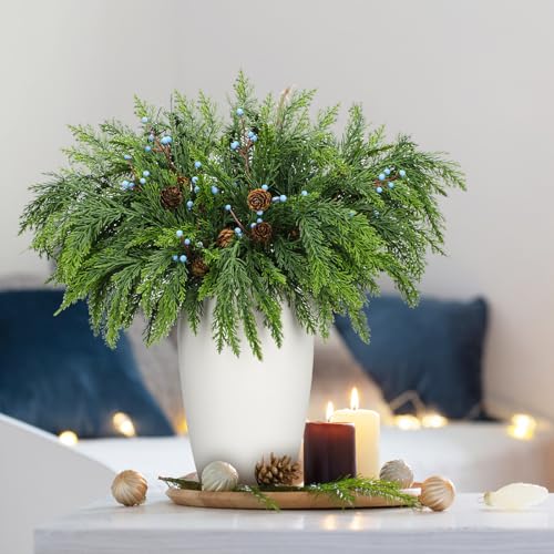 Giegxin 12 Pcs 16 Inch Artificial Juniper Pinecones Berries Christmas Decor