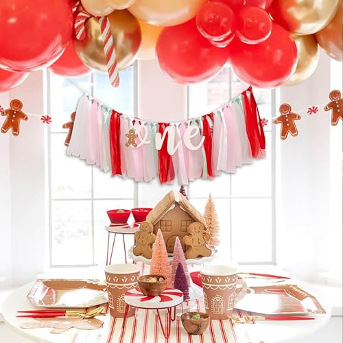 ZAIBIANHAO Snowflake Banner Red Christmas Gingerbread High Chair Decoration - 1st Birthday