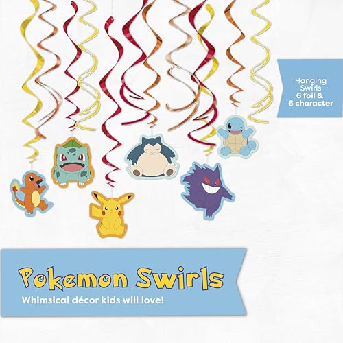 Pokemon Birthday Decorations Party Supplies - Banner & Swirls Kit
