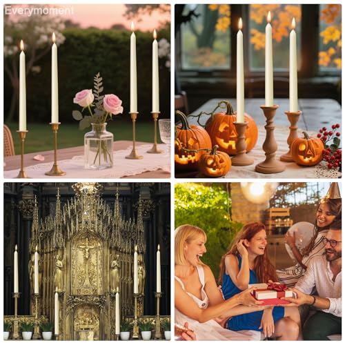 10 Inch Ivory Taper Candles (4 Pack) - Dripless & Smokeless Candlesticks