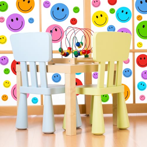 Colorful Smile Face Window Clings - 9 Double-Sided Decals