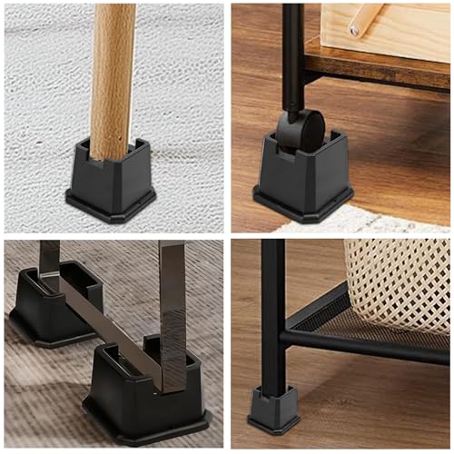 Heavy Duty Bed Risers, 2 Inch Elevation - 4 Pack for Caster Wheels & Posts