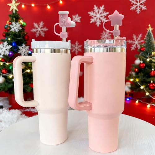 ZIFANHU 5-Pack Christmas Silicone Straw Covers for Stanley 30 & 40 Oz Tumblers - Color X01