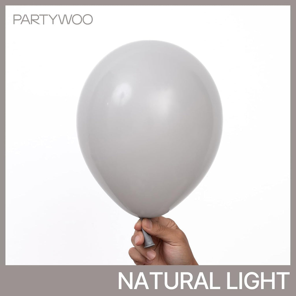 PartyWoo Gray Balloons - 152-Piece Matte Gray Latex Balloon Arch Kit | Perfect for Baby Showers, Graduations, Weddings & Birthdays