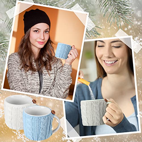 8 Pcs Reusable Knitted Coffee Mug Sleeves, Stretchy Wool Yarn Cup Cozy