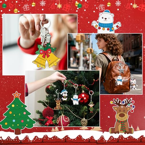 Bafeil Christmas Unfinished Wood Craft Kit - DIY Keychains with 36 Pieces