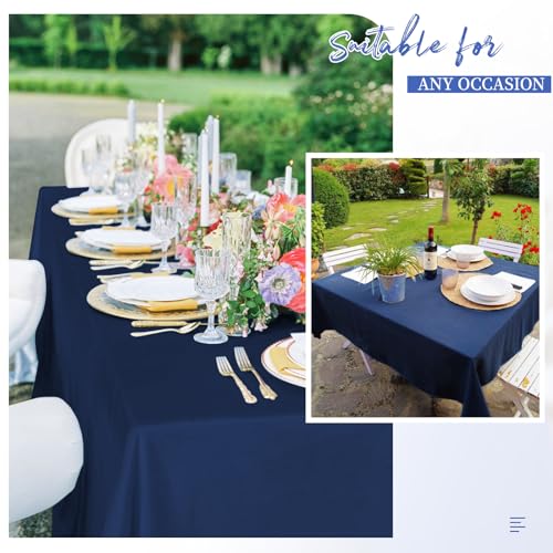 Navy Blue 10-Pack 60 x 126 in Polyester Tablecloths for 6 ft Tables, Wrinkle-Resistant