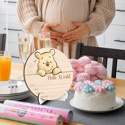 Wooden Newborn Birth Announcement Sign - 5.9 Inch Baby Photo Prop