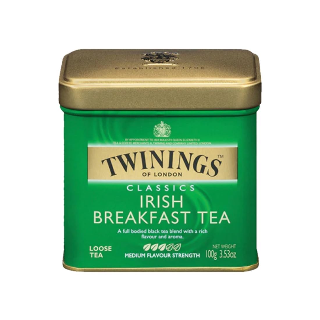 Twinings Irish Breakfast Loose Tea - Robust Caffeinated Black Tea Leaves, 3.53 Ounce Tin | Smooth & Flavorful