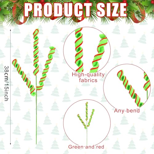 16 Pcs Curly Christmas Tree Picks - Festive Holiday Decor Accessories