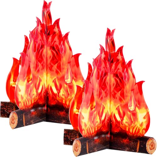 3D Cardboard Campfire Decor - 16 x 13 Inch Fake Bonfire for Kids Parties