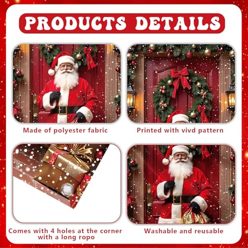 Santa Claus Christmas Door Cover - Holiday Banner for Indoor & Outdoor Decor