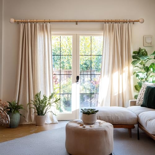 1-Inch Heavy Duty Adjustable Curtain Rod Set with Leaf Finials, 36"-88"