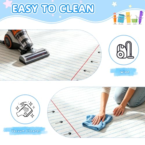 Notebook Lined Kids Area Rug - 3.3 x 4 ft Soft Fluffy Classroom Play Mat
