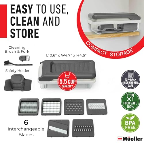 Vegetable Chopper and Mandoline Slicer - Food Dicer with Container & 6 Blades