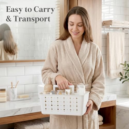 Portable Shower Caddy - Adjustable Plastic Organizer with Drain Design