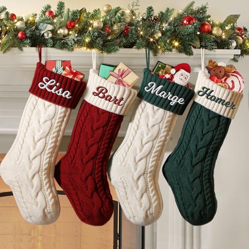 Personalized Christmas Stocking - 18 Inch Custom Embroidered Knit Stocking