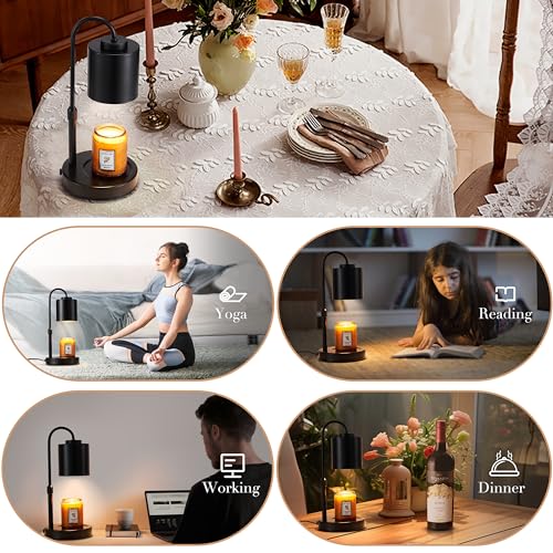 Adjustable Electric Candle Warmer Lamp with Timer & Dimmer