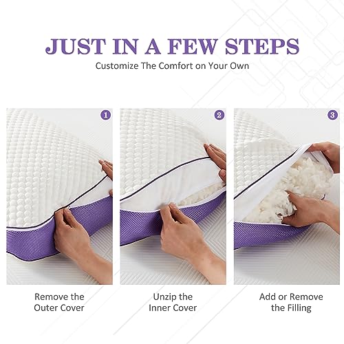 Adjustable Cooling Shredded Memory Foam Pillow - Queen 20x28